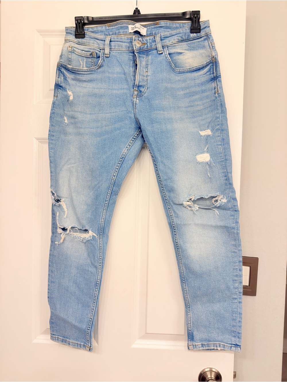 Zara Light Blue Ripped Skinny Jeans